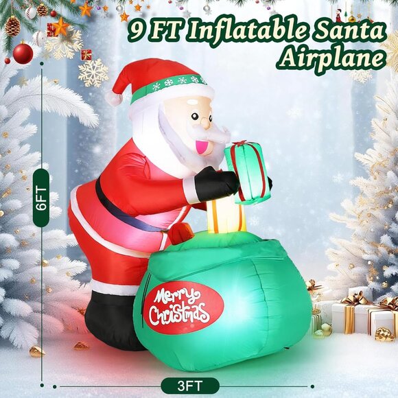⚡6FT Christmas Inflatable Santa Big Gift Holiday Winter Outdoor Decoration - Picture 2 of 8